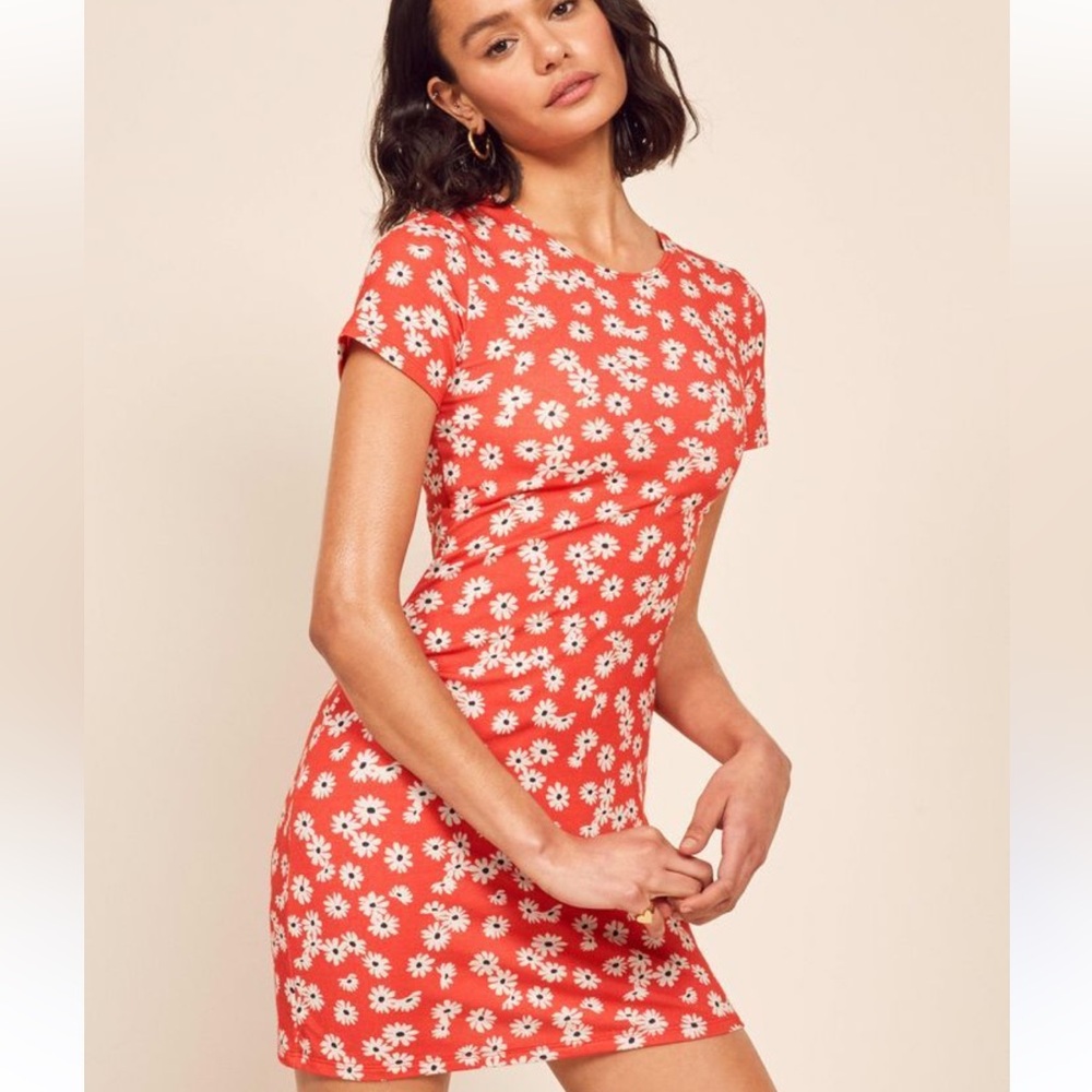 Reformation Dress Red Floral Print Oopsie Daisy NWOT MEDIUM
